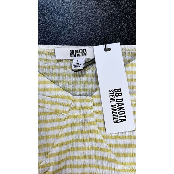 BB DAKOTA STEVE MADDON YEELOW CHECK CROP TOP WOMENS SIZE L NEW P1-67 - Picture 3 of 9